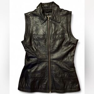 Vintage Luis Alvear Black Leather Vest